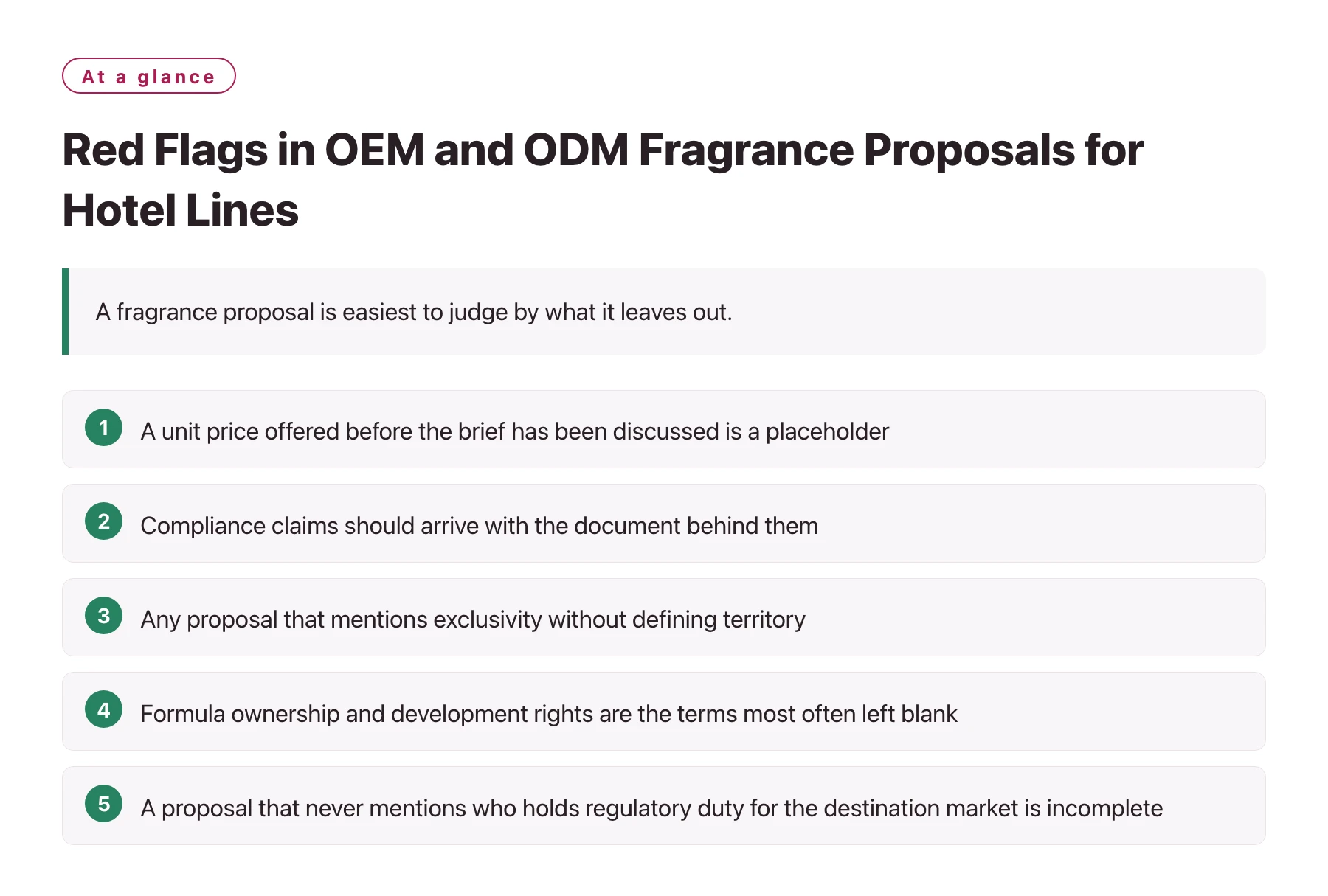 Red Flags in OEM and ODM Fragrance Proposals for Hotel Lines——全文要点速览